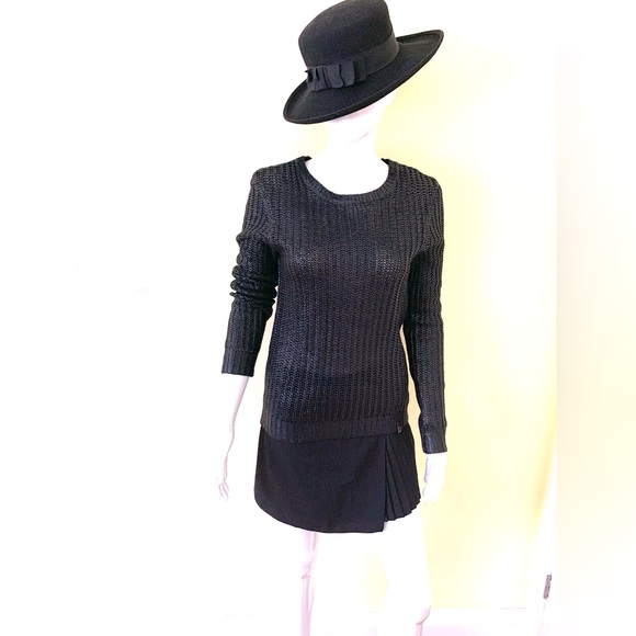 RUDSAK design shiny black acrylic knit crew neck long sweater top long sleeves - Picture 10 of 16